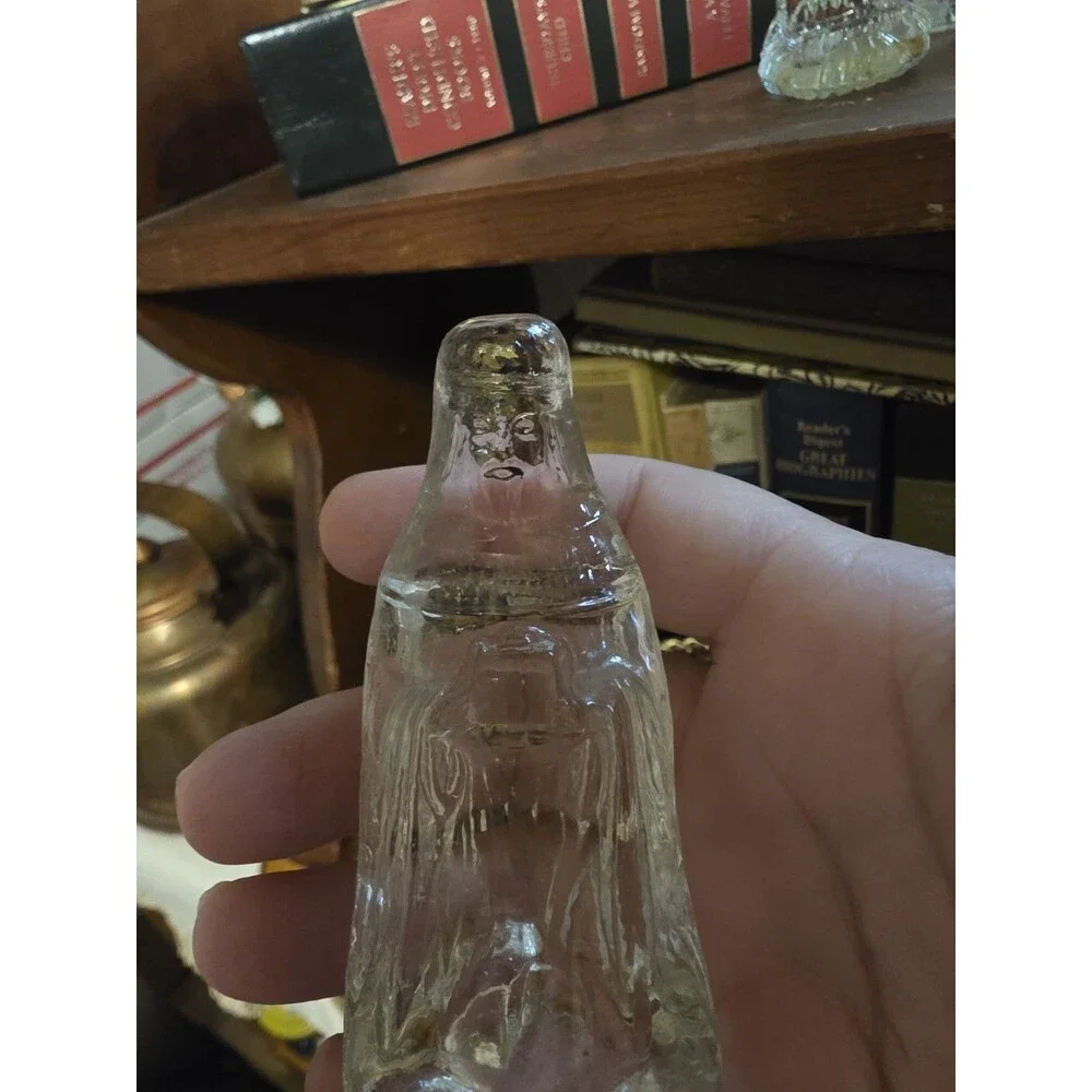 Vintage 6 Piece Clear Glass Nativity Set Hollow Base Holy Family Wise Men Vtg